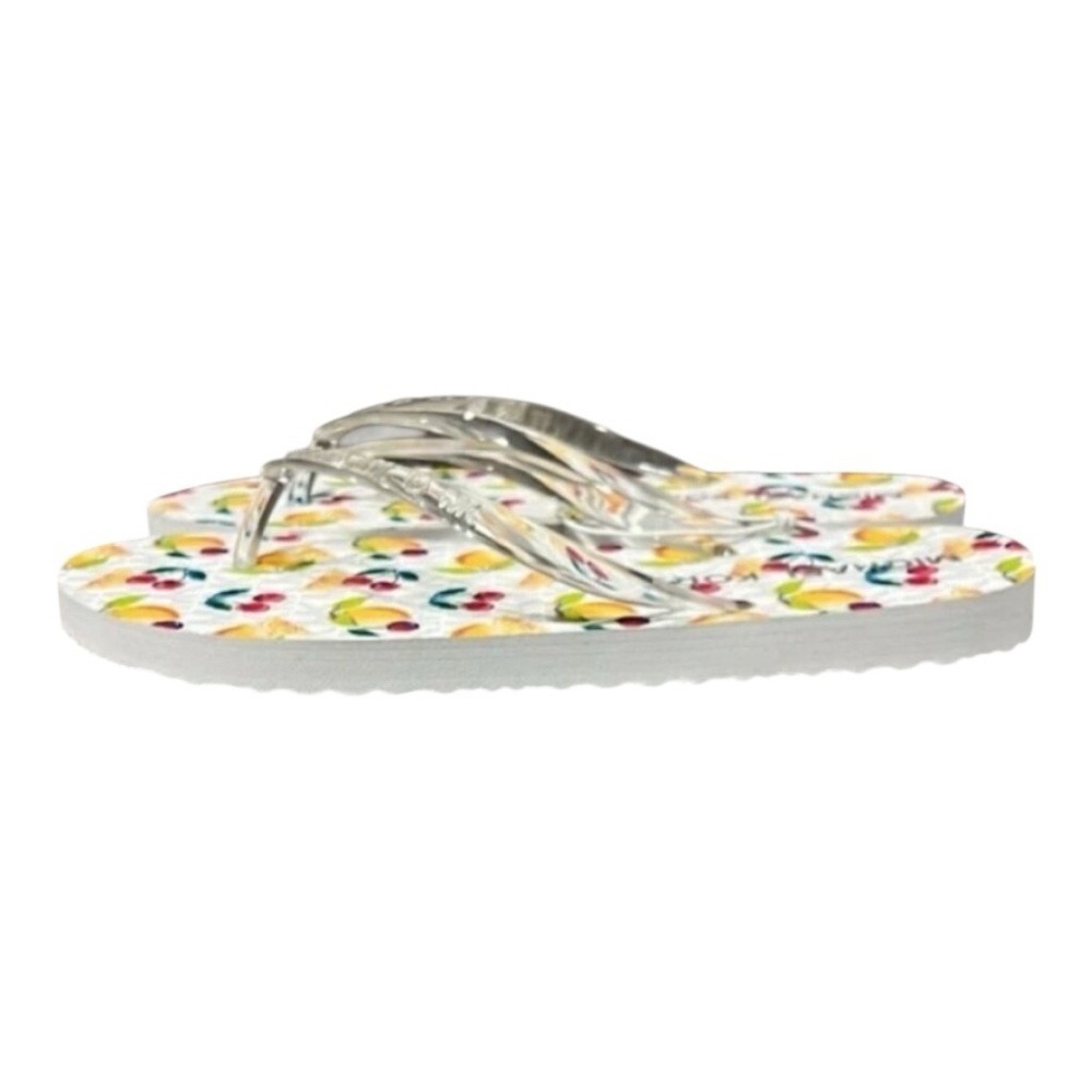 Michael Kors Signature White Lemon & Cherry Flip Flop Shoes - Picture 3 of 7